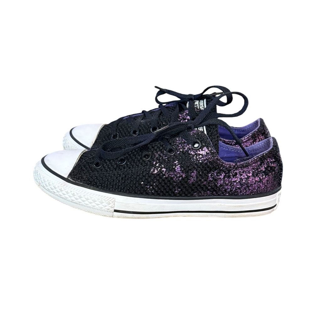 Converse Black and Purple Glitter Sneakers Juniors Size 3 Women’s Size 5 - Picture 3 of 8